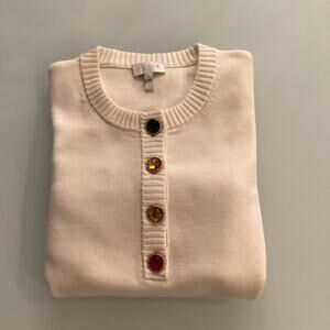 Escada Sport Women’s Small Off White Wool Sweater With Four Jewel Buttons NWOT